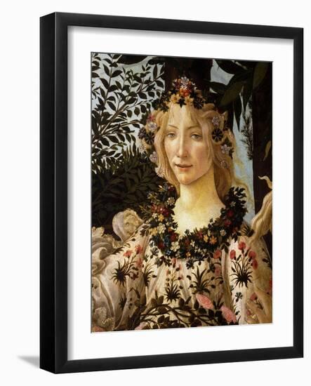 La Primavera, Spring, Detail of Spring, Flora, c.1475-Sandro Botticelli-Framed Premium Giclee Print