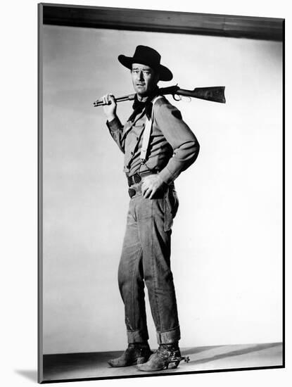 La Prisonniere du Desert THE SEARCHERS by JohnFord with John Wayne, 1956 (b/w photo)-null-Mounted Photo