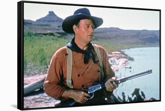 La Prisonniere du Desert THE SEARCHERS by JohnFord with John Wayne, 1956 (photo)-null-Framed Stretched Canvas