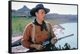 La Prisonniere du Desert THE SEARCHERS by JohnFord with John Wayne, 1956 (photo)-null-Framed Stretched Canvas