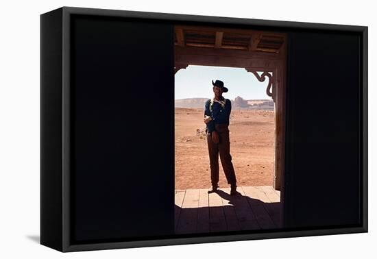 La Prisonniere du Desert THE SEARCHERS by JohnFord with John Wayne, 1956 (photo)-null-Framed Stretched Canvas