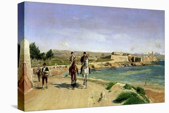 La promenade à cheval à Antibes-Ernest Meissonier-Stretched Canvas