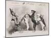 "La Promenade de Mademoiselle Follette", Four Dogs Take a Fifth for a Ride in a Pram- Like Vehicle-null-Mounted Photographic Print