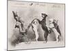 "La Promenade de Mademoiselle Follette", Four Dogs Take a Fifth for a Ride in a Pram- Like Vehicle-null-Mounted Photographic Print