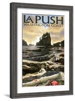 La Push Beach and Motorcycle, Washington-Lantern Press-Framed Art Print