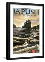 La Push Beach and Motorcycle, Washington-Lantern Press-Framed Art Print