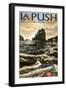 La Push Beach and Motorcycle, Washington-Lantern Press-Framed Art Print