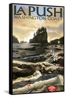 La Push Beach and Motorcycle, Washington-Lantern Press-Framed Stretched Canvas