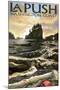 La Push Beach and Motorcycle, Washington-Lantern Press-Mounted Art Print