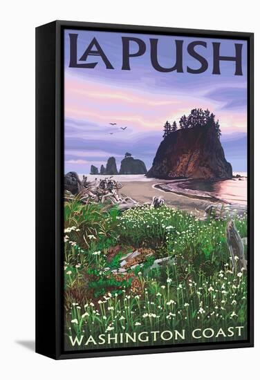 La Push, Washington Coast-Lantern Press-Framed Stretched Canvas