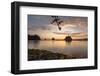 La Push, Washington. Quillayute River and Little James Island, Sunset-Michael Qualls-Framed Photographic Print