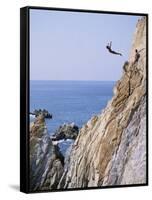 La Quebrada, Cliff Diver, Acapulco, Mexico-Steve Vidler-Framed Stretched Canvas