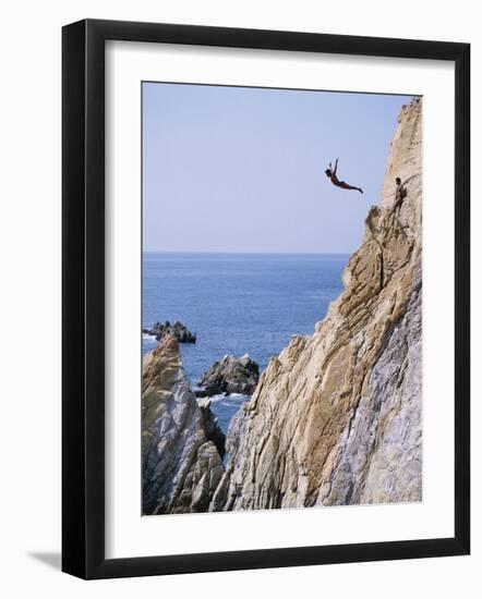 La Quebrada, Cliff Diver, Acapulco, Mexico-Steve Vidler-Framed Photographic Print