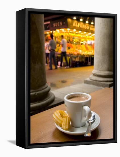 La Rambla, La Boqueria Market, Chocolate con Churros Breakfast, Barcelona, Spain-Alan Copson-Framed Stretched Canvas