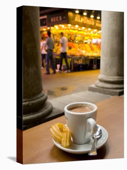 La Rambla, La Boqueria Market, Chocolate con Churros Breakfast, Barcelona, Spain-Alan Copson-Stretched Canvas