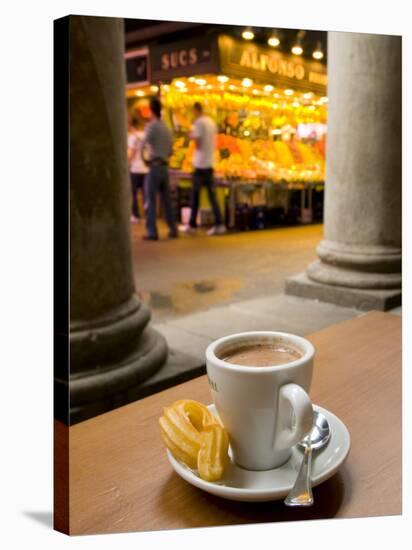 La Rambla, La Boqueria Market, Chocolate con Churros Breakfast, Barcelona, Spain-Alan Copson-Stretched Canvas