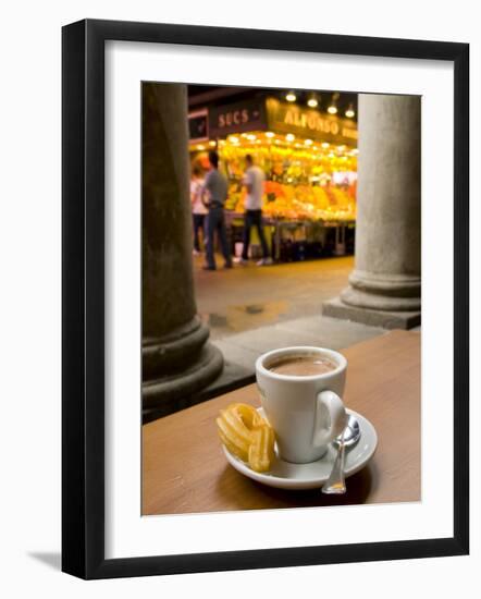 La Rambla, La Boqueria Market, Chocolate con Churros Breakfast, Barcelona, Spain-Alan Copson-Framed Photographic Print