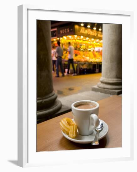 La Rambla, La Boqueria Market, Chocolate con Churros Breakfast, Barcelona, Spain-Alan Copson-Framed Photographic Print