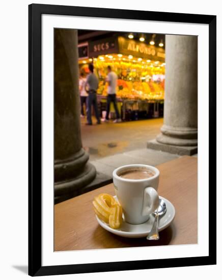 La Rambla, La Boqueria Market, Chocolate con Churros Breakfast, Barcelona, Spain-Alan Copson-Framed Photographic Print