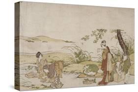 La récolte de champignons-Katsushika Hokusai-Stretched Canvas