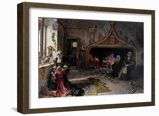 La Reina Doña Juana Recluida En Tordesillas Con Su Hija La Infanta Doña Catalina, 1906-Francisco Pradilla Y Ortiz-Framed Giclee Print