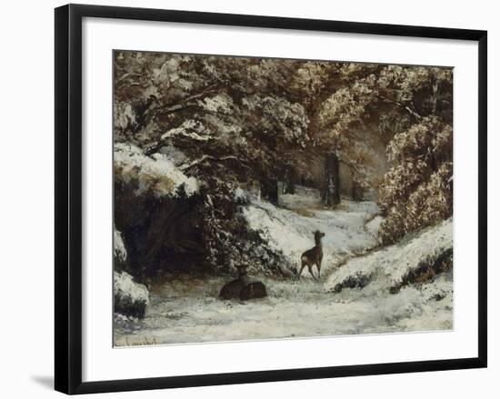 La remise des chevreuils en hiver-Gustave Courbet-Framed Giclee Print