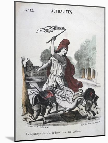 La Republique Chassant La Basse-Cour Des Tuilleries, Allegorical Cartoon, 1870-1871-null-Mounted Giclee Print