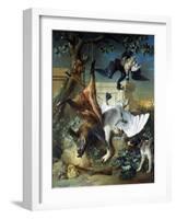 La Retour De Chasse: a Hunting Dog Guarding Dead Game-Jean-Baptiste Oudry-Framed Giclee Print