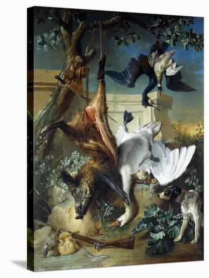 La Retour De Chasse': a Hunting Dog Guarding Dead Game-Jean-Baptiste Oudry-Stretched Canvas