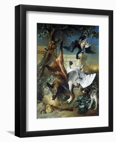 La Retour De Chasse': a Hunting Dog Guarding Dead Game-Jean-Baptiste Oudry-Framed Giclee Print