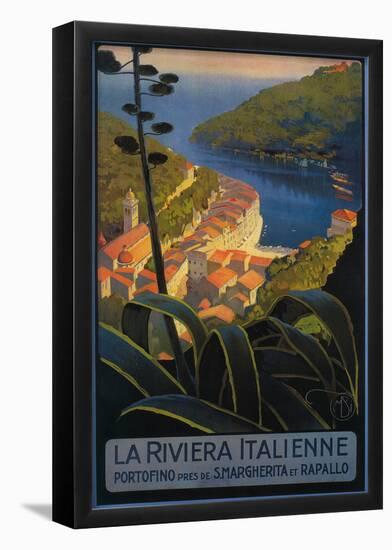 La Riviera Italienne: From Rapallo to Portofino Travel Poster - Portofino, Italy-null-Framed Poster