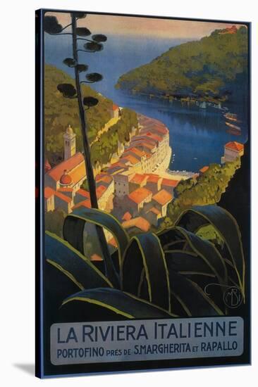 La Riviera Italienne: From Rapallo to Portofino Travel Poster - Portofino, Italy-Lantern Press-Stretched Canvas