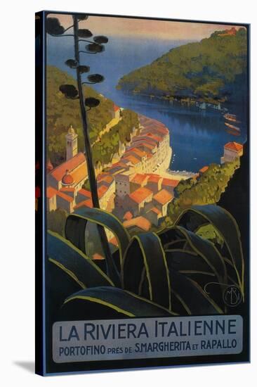 La Riviera Italienne: From Rapallo to Portofino Travel Poster - Portofino, Italy-Lantern Press-Stretched Canvas