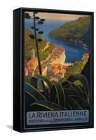 La Riviera Italienne: From Rapallo to Portofino Travel Poster - Portofino, Italy-Lantern Press-Framed Stretched Canvas