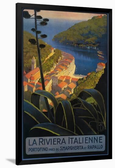 La Riviera Italienne: From Rapallo to Portofino Travel Poster - Portofino, Italy-Lantern Press-Framed Art Print