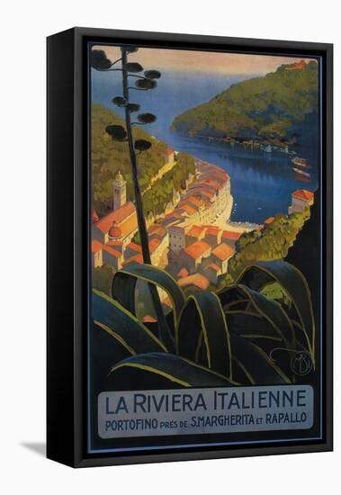 La Riviera Italienne: From Rapallo to Portofino Travel Poster - Portofino, Italy-Lantern Press-Framed Stretched Canvas