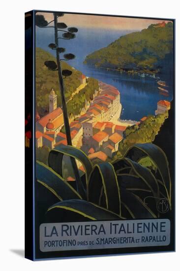 La Riviera Italienne: From Rapallo to Portofino Travel Poster - Portofino, Italy-Lantern Press-Stretched Canvas