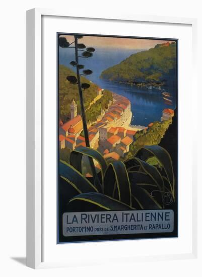 La Riviera Italienne: From Rapallo to Portofino Travel Poster - Portofino, Italy-Lantern Press-Framed Art Print