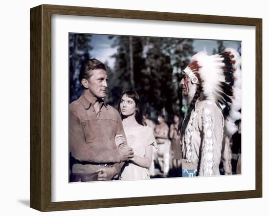 La Riviere by nos Amours THE INDIAN FIGHTER by Andre by Toth with Kirk Douglas, Elsa Martinelli and-null-Framed Photo
