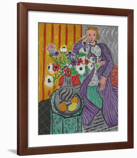 La Robe Violette et Anemones-Henri Matisse-Framed Art Print