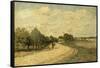 La Route de Mantes-Alfred Sisley-Framed Stretched Canvas