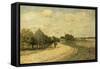 La Route de Mantes-Alfred Sisley-Framed Stretched Canvas