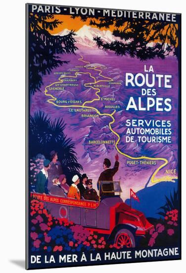 La Route Des Alpes Vintage Poster - Europe-null-Mounted Poster