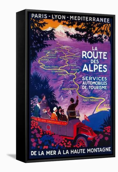 La Route Des Alpes Vintage Poster - Europe-Lantern Press-Framed Stretched Canvas