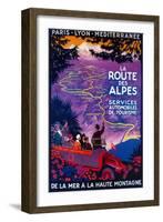 La Route Des Alpes Vintage Poster - Europe-Lantern Press-Framed Art Print