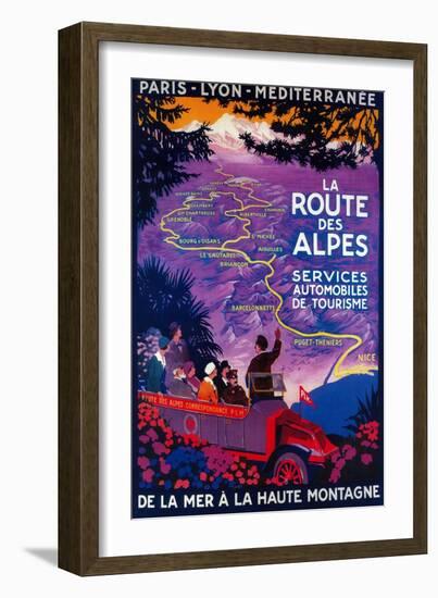 La Route Des Alpes Vintage Poster - Europe-Lantern Press-Framed Art Print