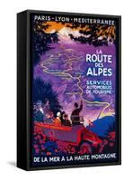 La Route Des Alpes Vintage Poster - Europe-Lantern Press-Framed Stretched Canvas