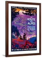 La Route Des Alpes Vintage Poster - Europe-Lantern Press-Framed Art Print