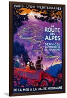 La Route Des Alpes Vintage Poster - Europe-Lantern Press-Framed Art Print