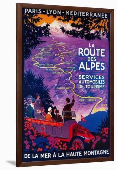 La Route Des Alpes Vintage Poster - Europe-Lantern Press-Framed Art Print